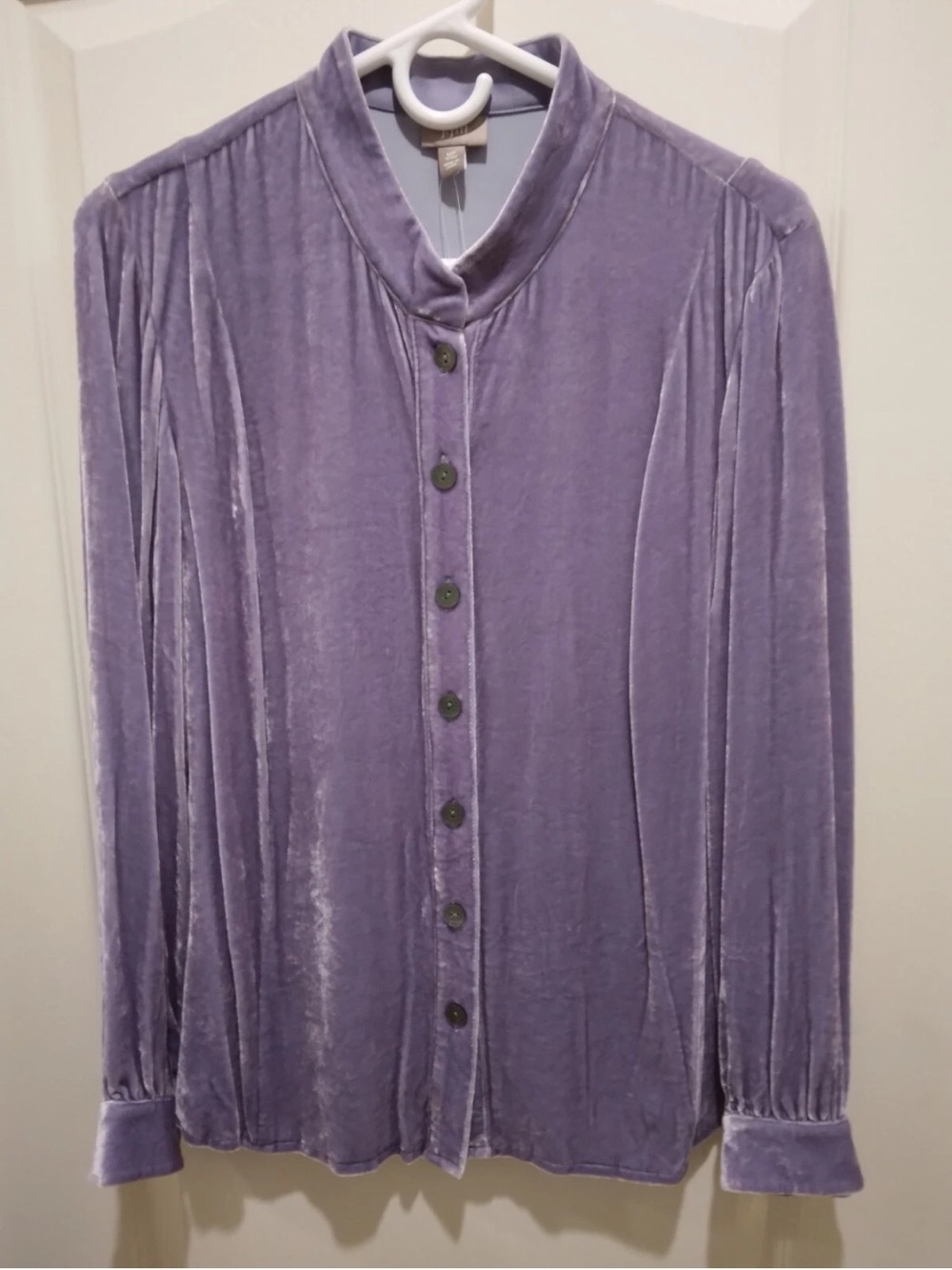 J.Jill XL Lavender Luxurious Velvet Long Sleeve Stand Collar Blouse